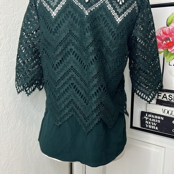 Maje Losa Layered Lace Top in Vert Size 1/36/S - Picture 7 of 11